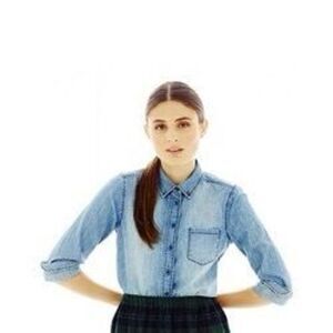 Joe Fresh Coastal Cowgirl Chambray Button Up Long Sleeve Shirt Ranchwear Size M